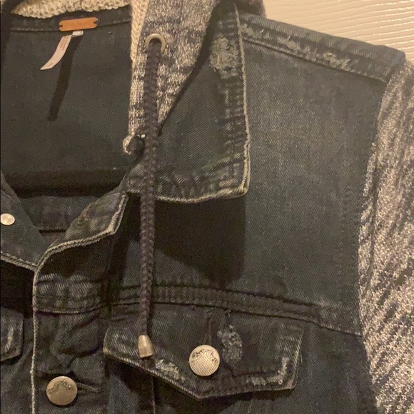 Free People Denim/Sweatshirt Combo Jacket S - Picture 8 of 12
